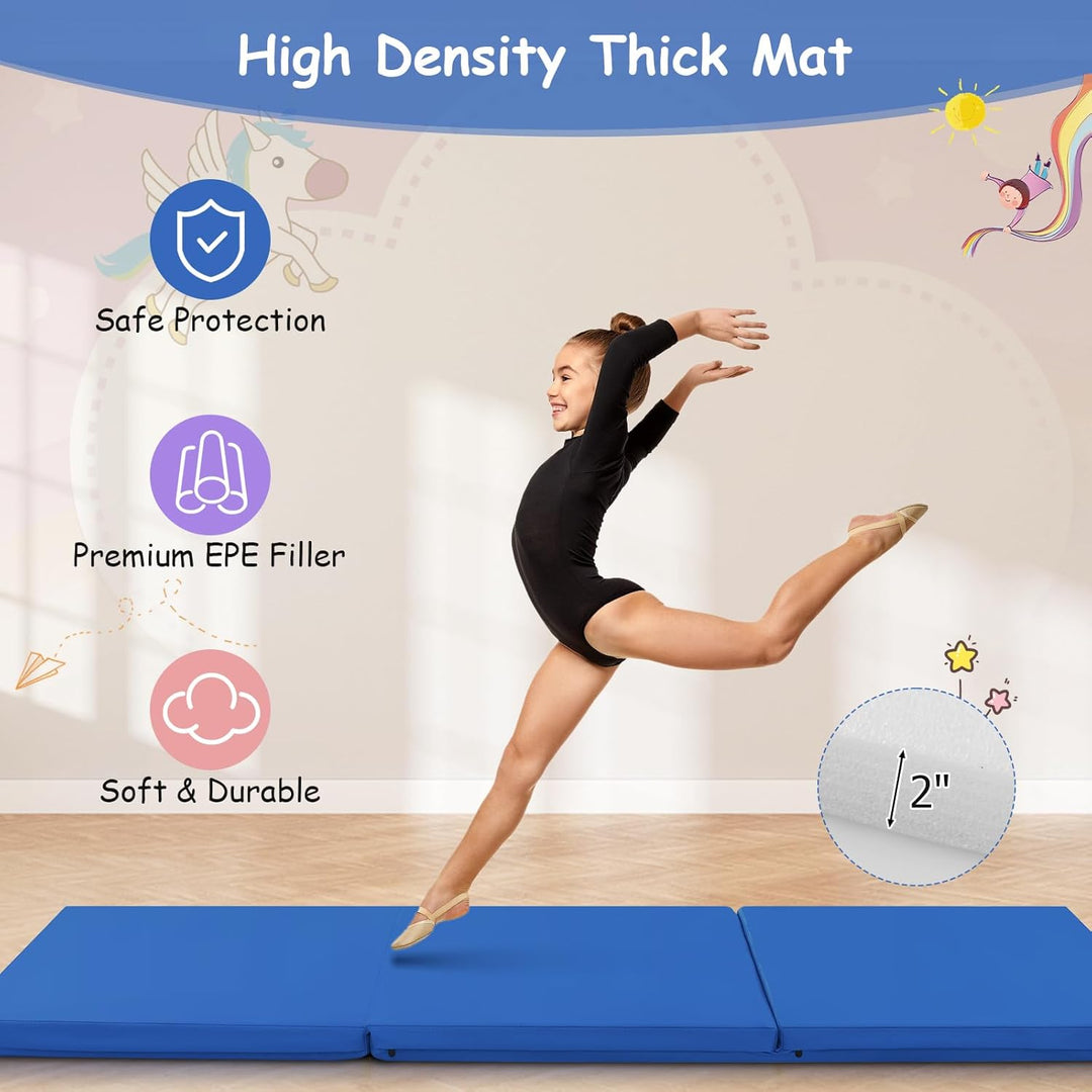 COSTWAY 180 x 60 x 5 cm Weichbodenmatte klappbar, Gymnastikmatte tragbar, Yogamatte wasserabweisend,