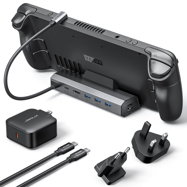 JSAUX Docking Station und 45W Ladegerät kompatibel mit Steam Deck, 6-in-1 Steam Deck Dock mit HDMI 2
