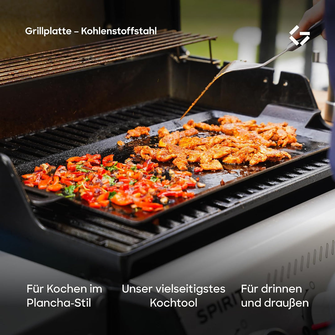 Gastrotools Grillplatte Induktion 62x27 cm – Profi Carbonstahl Teppanyaki/Plancha Grillplatte für In
