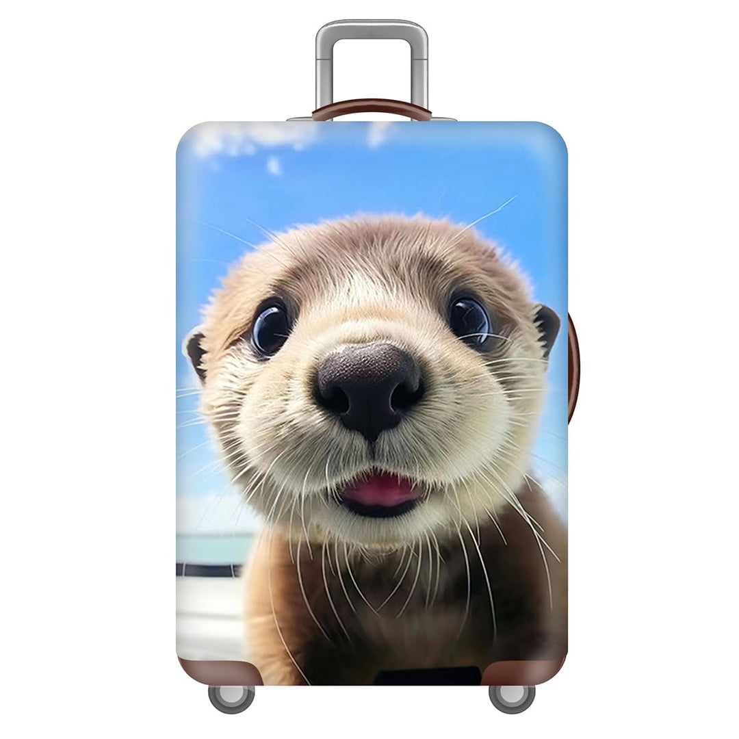 FANSU Elastisch Kofferhülle Kofferschutzhülle, 3D Wasser Otter Druck Kofferüberzug Schutzhülle mit R