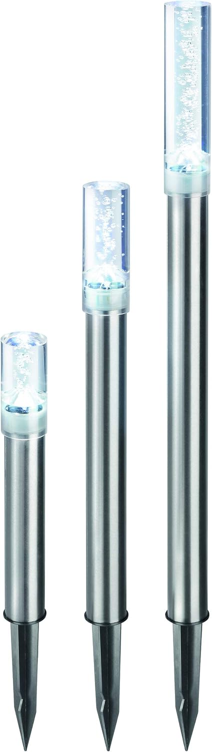Esotec Solar LED Leuchtstäbe Trio Sticks, 3er Set, Luftblasen, Akku, Gartenstecker, Aussenleuchte, W