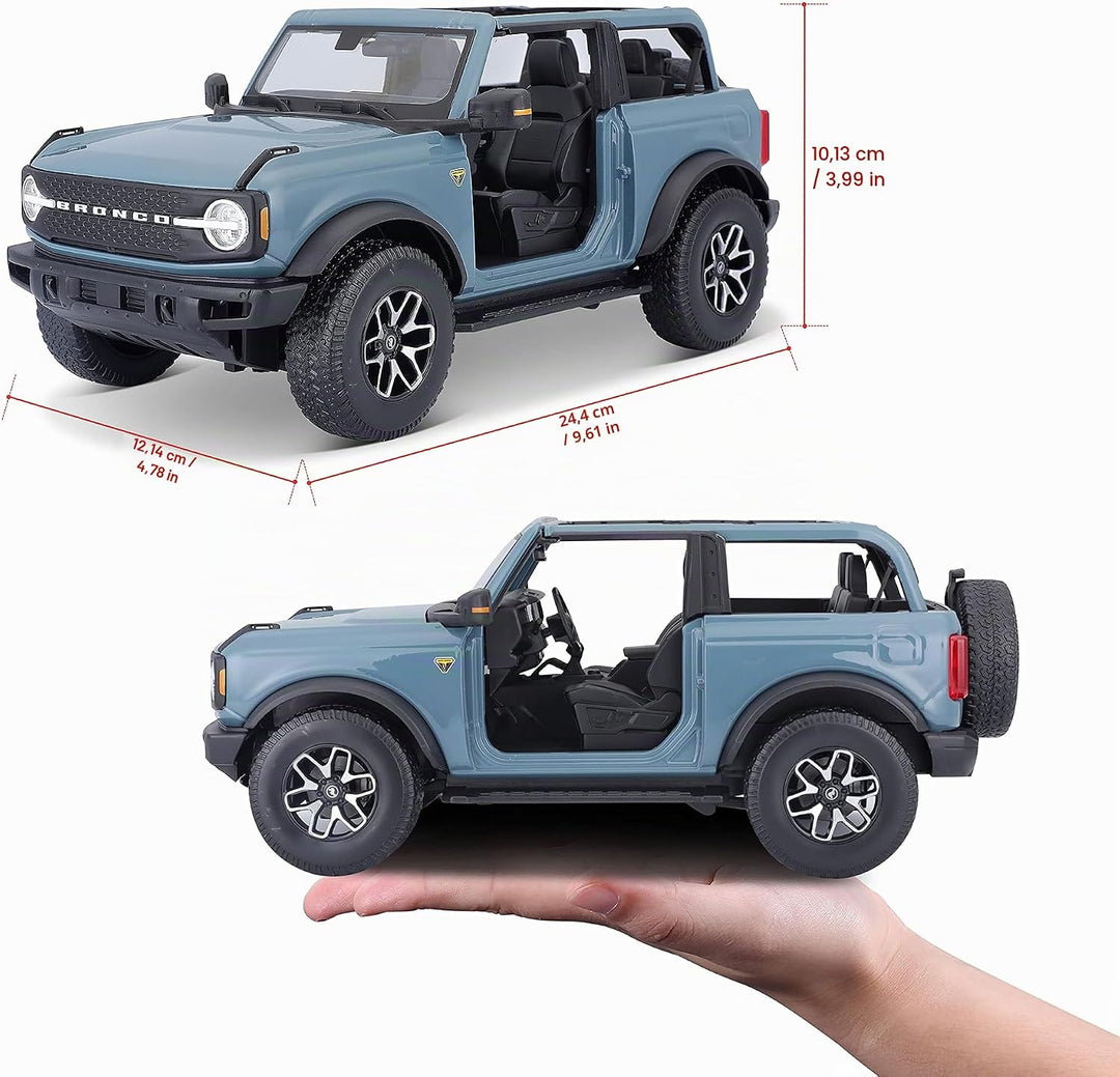 Maisto Ford Bronco Badlands (2020): Modellauto im Massstab 1:18, ohne Türen, Motorhaube und Heckklap