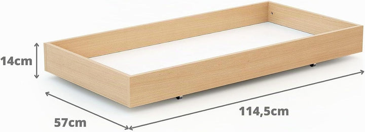 Webaby AT4 - Essentiel Bettschublade Lackierte Buche | Für Babybett 60x120 cm | Universelle Holzschu