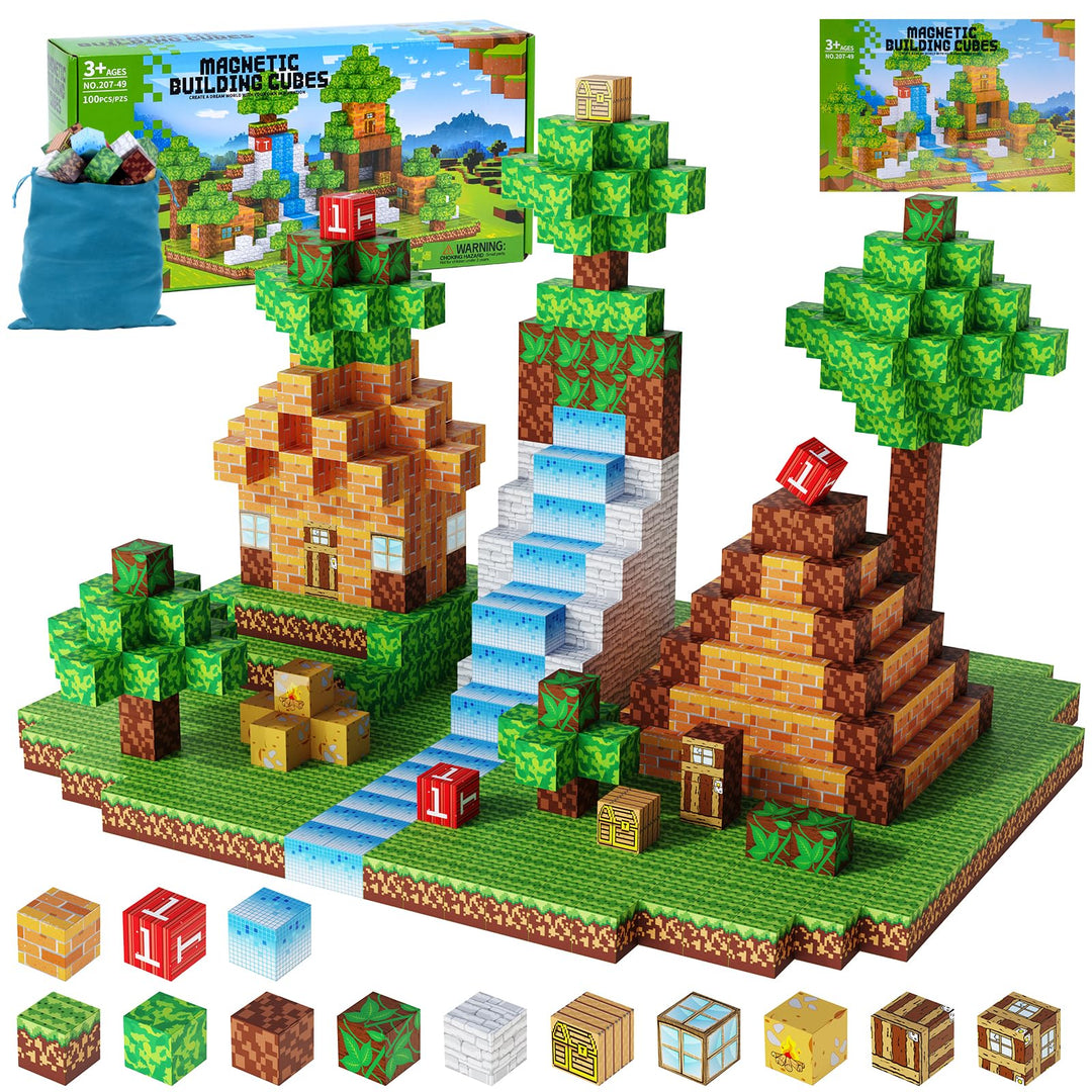 Magnetische Bausteine [100PCS 2.5cm] Bauen Mine Magnete Welt Set für Kinder Montessori Kreative Spie