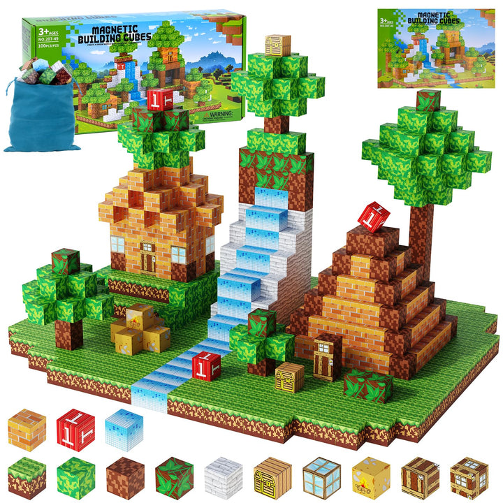 Magnetische Bausteine [100PCS 2.5cm] Bauen Mine Magnete Welt Set für Kinder Montessori Kreative Spie