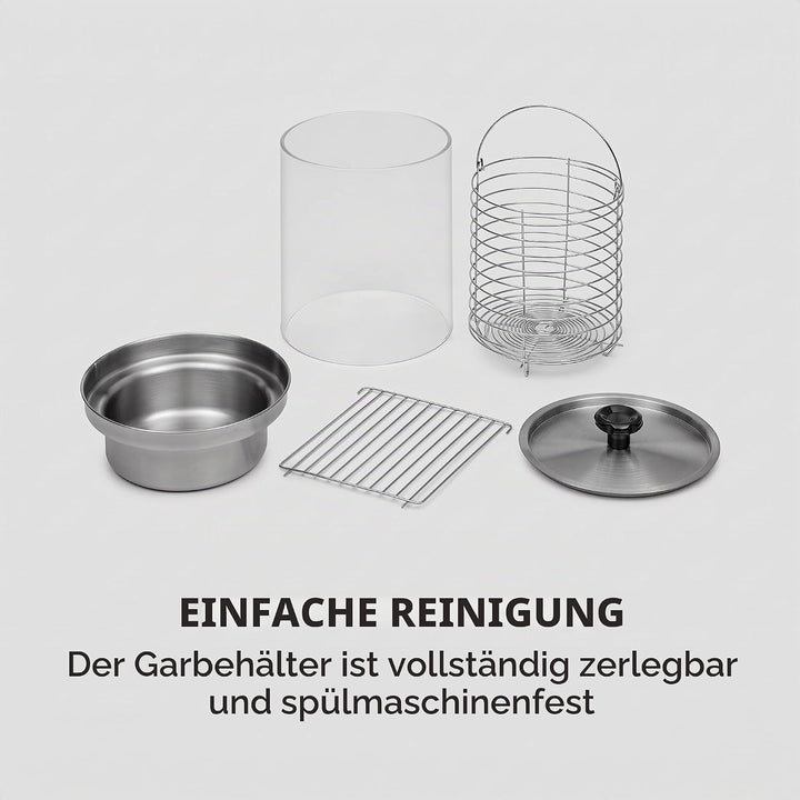 Klarstein Pro Wurstfabrik 450 Profi Hot Dog Maker, 450 Watt, 30-100 °C, Glaszylinder: Ø 20 cm, unter