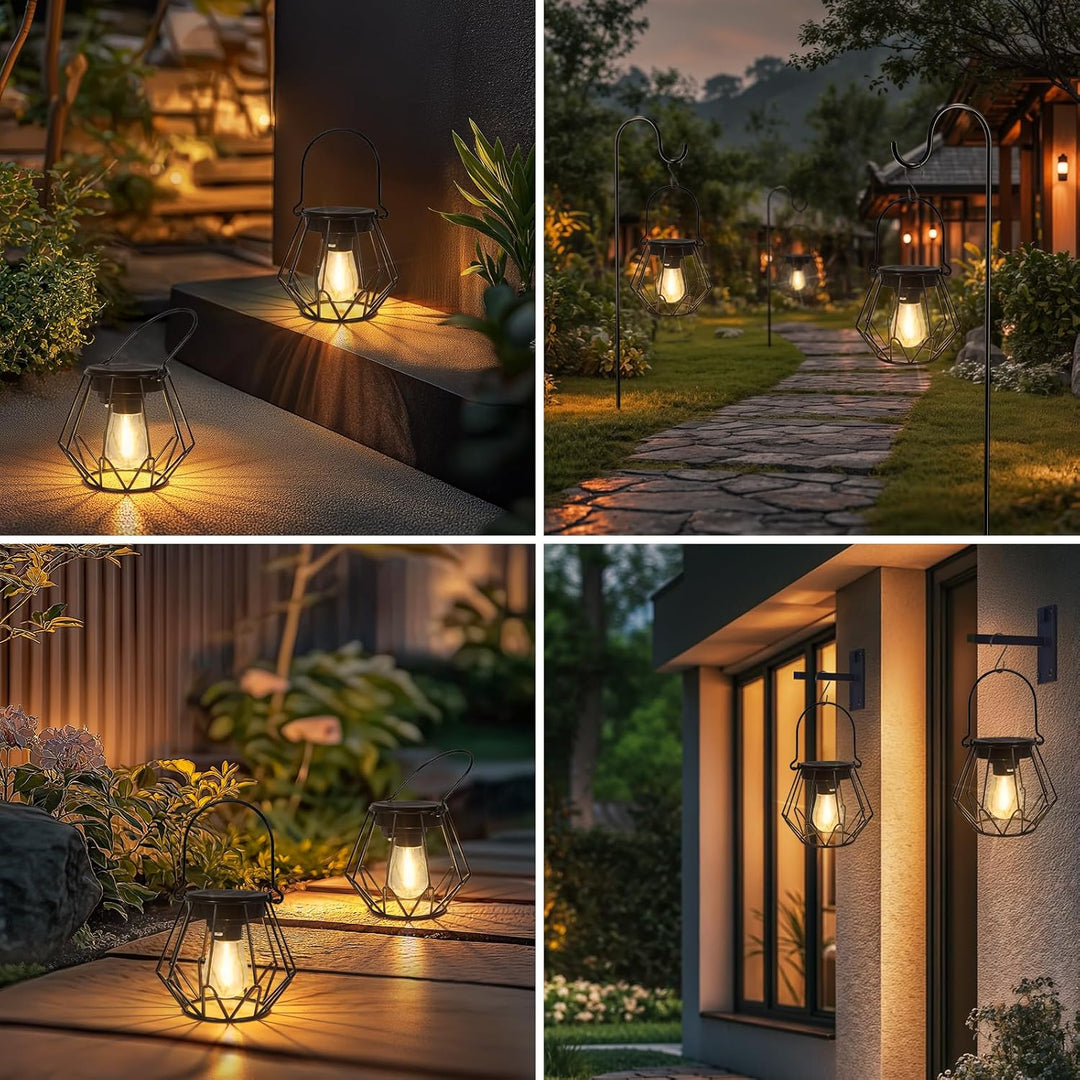 Ketom 2 Stück Solarlampen für Aussen Hängend, IP65 Wasserdicht Metall Solarlaterne für Aussen, Retro