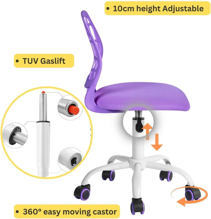 FurnitureR 2X Höhenverstellbarer Drehstuhl - Ergonomischer Schreibtischstuhl für Kinder/Jugendliche,