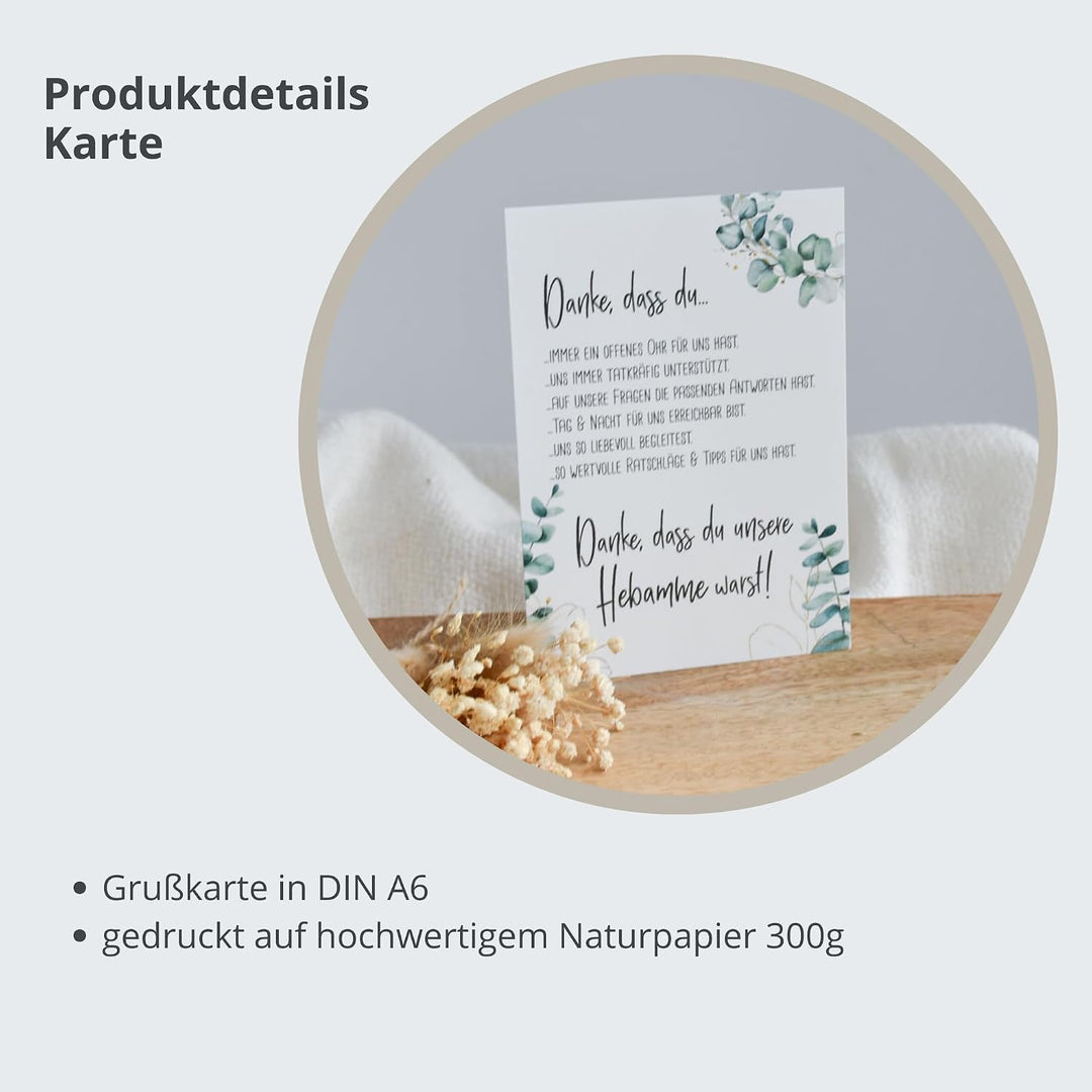 kleines Geschenkset "Hebamme mit Herz" | Schlüsselanhänger im Lederlook und Karte | kleines Abschied