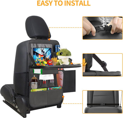 ERWEY Auto Organizer Kinder Rückenlehnenschutz mit Faltbar Tisch, Rücksitz Organizer mit 12 Zoll Pad