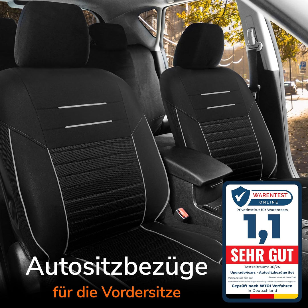 Upgrade4cars Autositzbezüge Set für die Vordersitze Version 2026 | Auto-Schonbezüge Universal in Wei