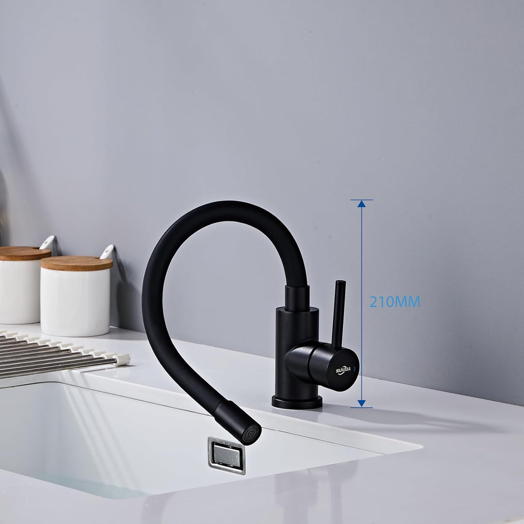 Wasserhahn Küche Schwarz, Flexibler Armatur Küche, Hochdruck Küchenamatur Schwarz 360° Drehbar, Misc