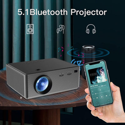 Beamer 5G WiFi Bluetooth Projektor, Full HD 1080P Projektor Kino 4K 8500L Oudoor Mini Projektor trag