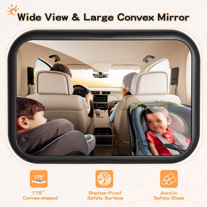 Spiegel Auto Baby Rückbank Rueckspiegel - Autospiegel Baby Rücksitz mit Haken Clip, 100% Bruchsicher