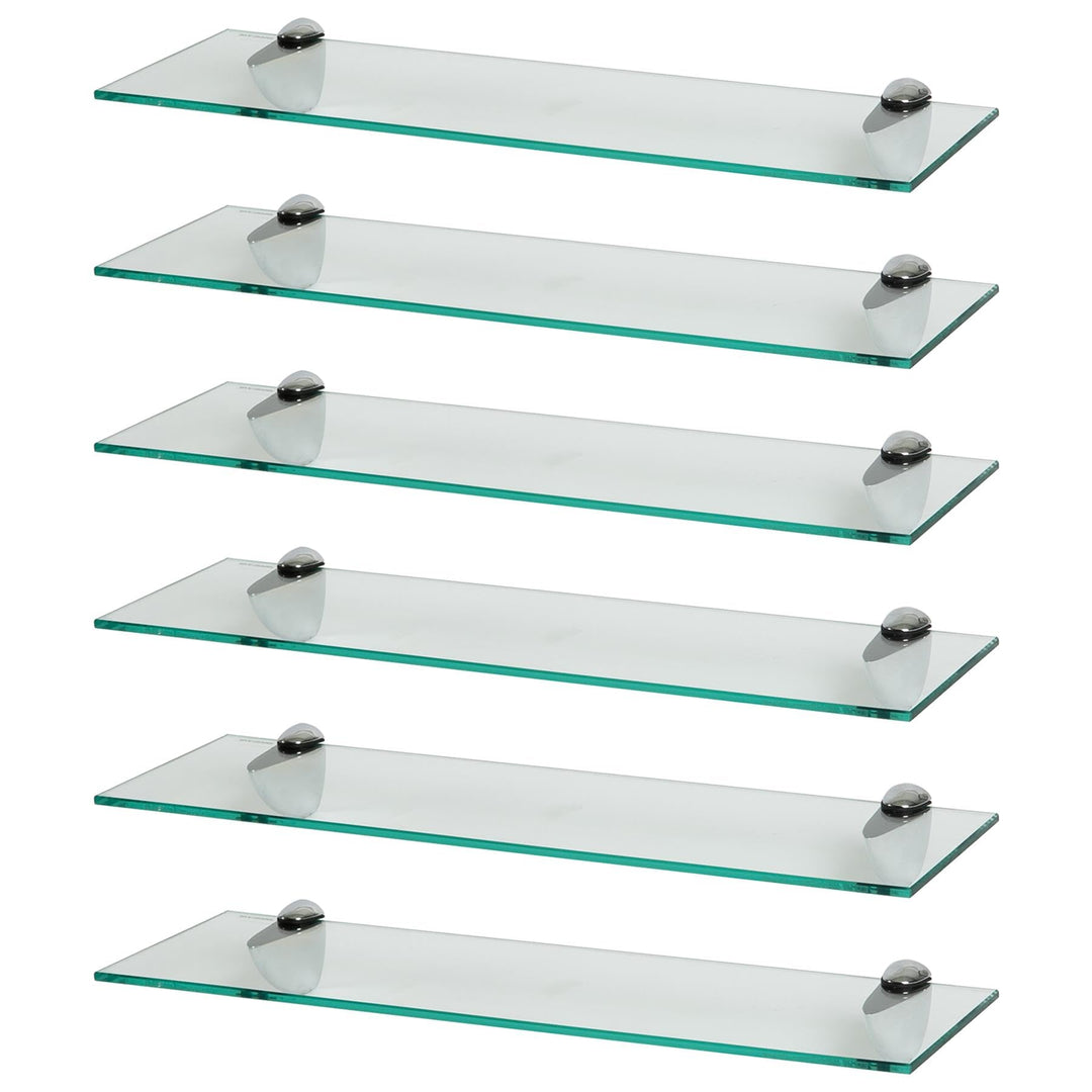 Harbour Housewares 6X Klar 60cm Schwebende Wandregale aus Glas - Badezimmer Dusche Küche Regale Lage