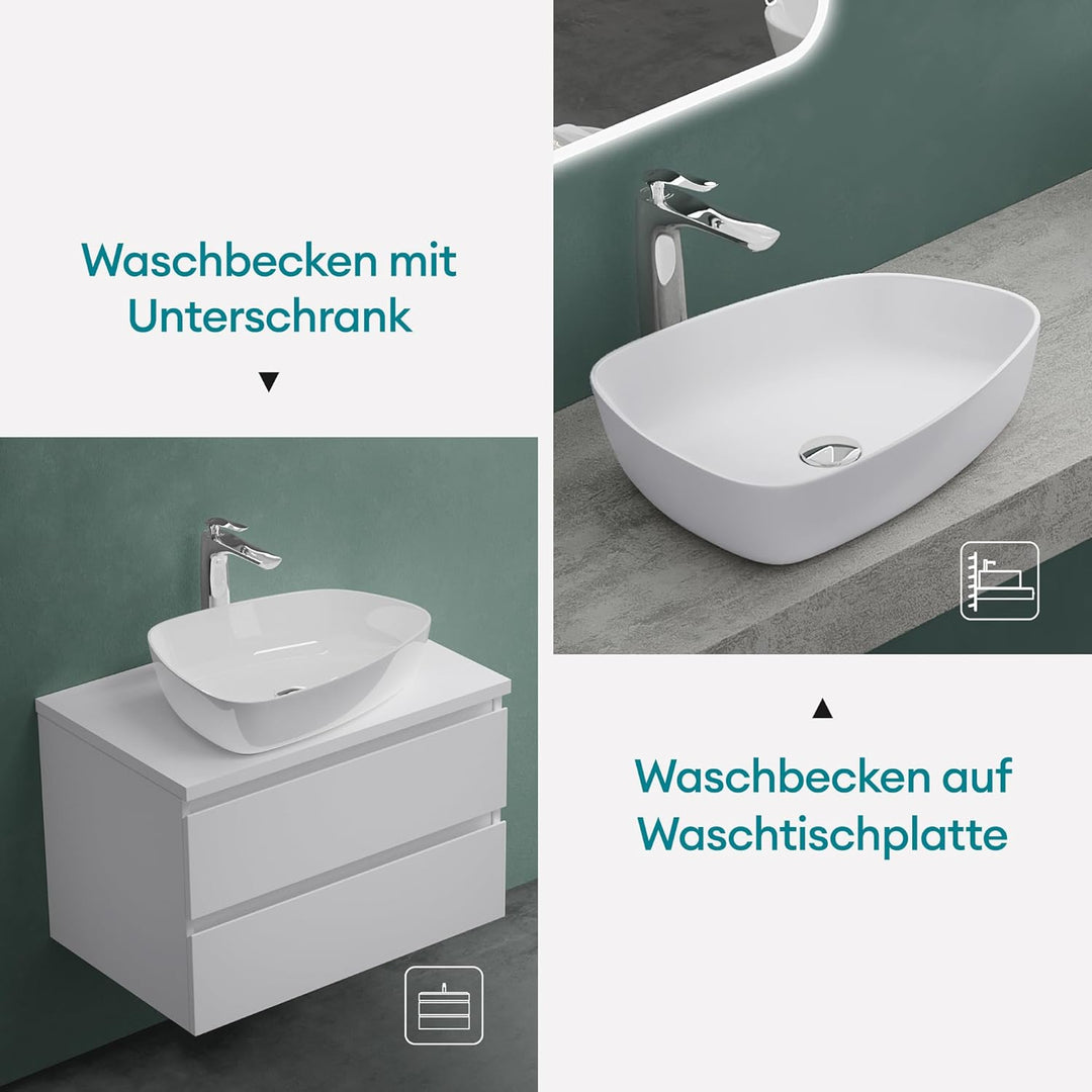 Mai &amp; Mai 51,1x38,7x12cm Design Waschbecken Col806 Aufsatzwaschbecken in Weiss matt 51,1x38,7x12cm |