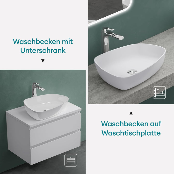 Mai &amp; Mai 51,1x38,7x12cm Design Waschbecken Col806 Aufsatzwaschbecken in Weiss matt 51,1x38,7x12cm |