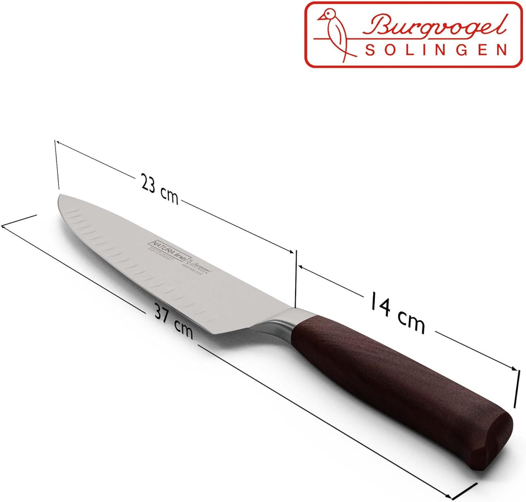 Burgvogel Solingen Natura Line, Kochmesser Holzgriff, rot satiniert, geschmiedet, 23 cm mit Kullensc