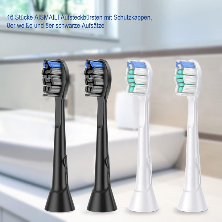 16er Aufsteckbürsten Kompatibel mit Philips Sonicare Elektrische Zahnbürste, 8er Weisse Ersatzbürste