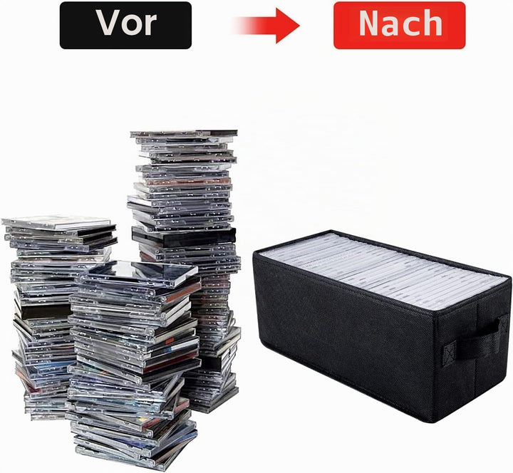 UENTIP CD-Aufbewahrungsbox, 1 Stück, CD-Hülle, 33,5 x 15 x 13,5 cm, Behälter für 180 CDs in vollen J