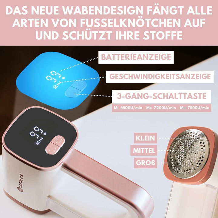 Fusselrasierer Elektrisch WiredLux - Wiederaufladbarer Fusselentferner für Kleidung & Möbel - LED-Li