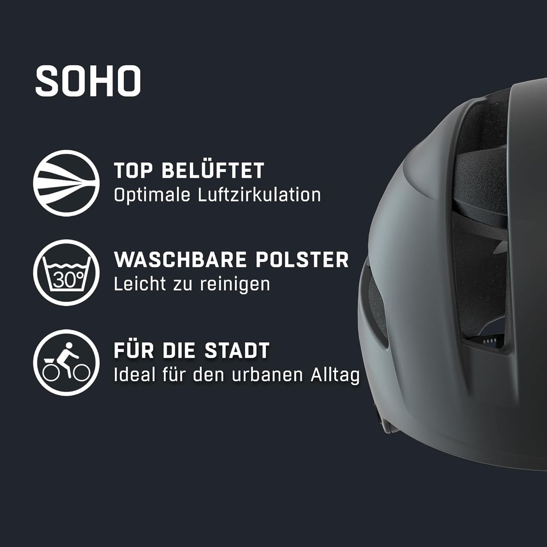 ALPINA SOHO - Extrem Robuster, Leichter & Individuell Anpassbarer Urban Fahrradhelm Für Erwachsene b