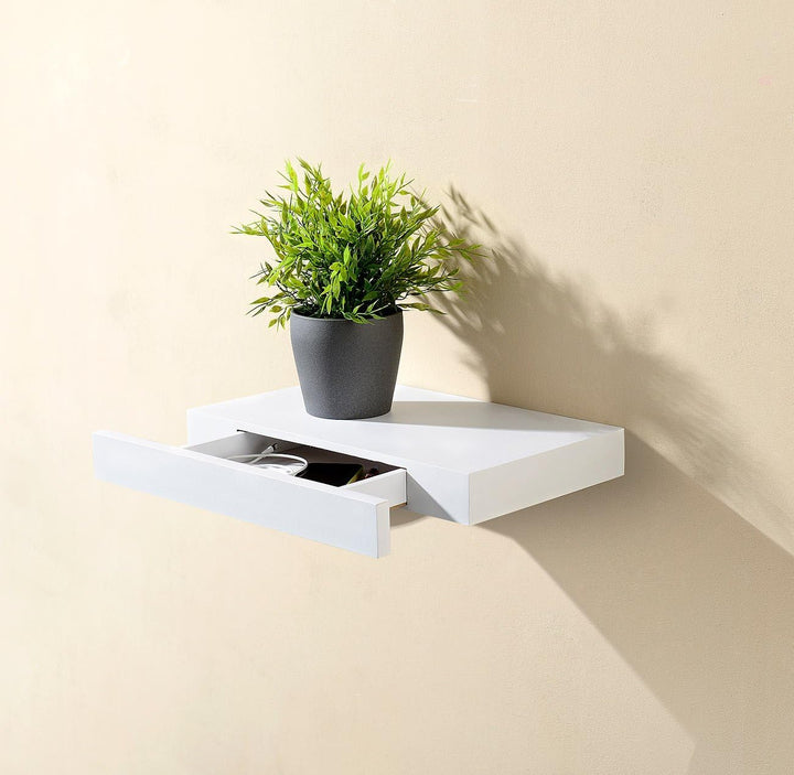 Carlo Milano Wandschublade: Wandregal mit versteckter Schublade, 40 x 5 x 25 cm, weiss (Wandschublad