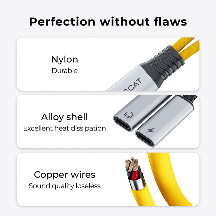 USB C Splitter 1 zu 2 C auf C Klinke Adapter und Laden Stecker Y Doppel Anschluss Hub für Handy, Mac