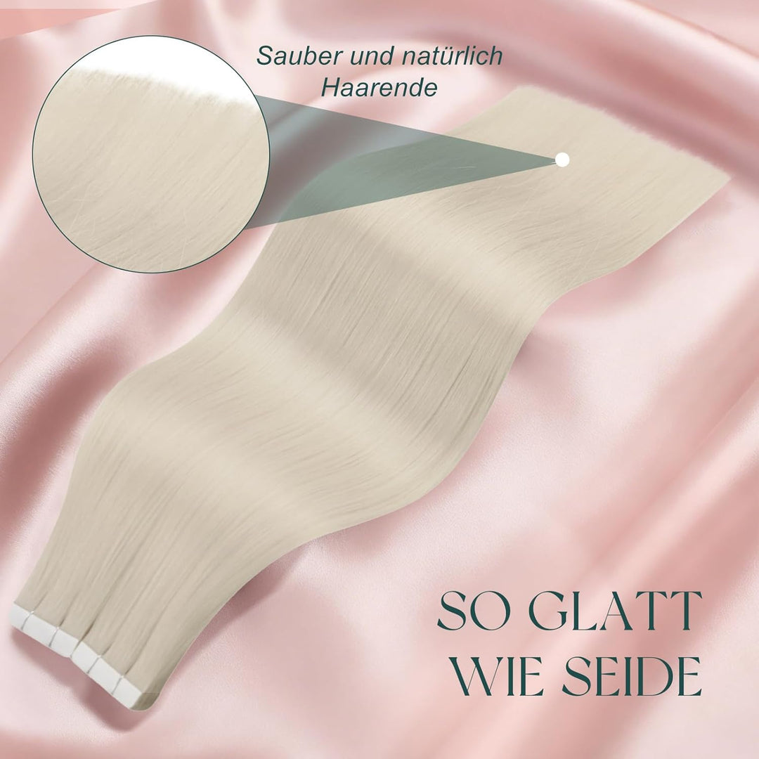 Easyouth Tape Extensions Echthaar Weissblond Extensions Echthaar Tape Weiss Blond Tape in Extensions