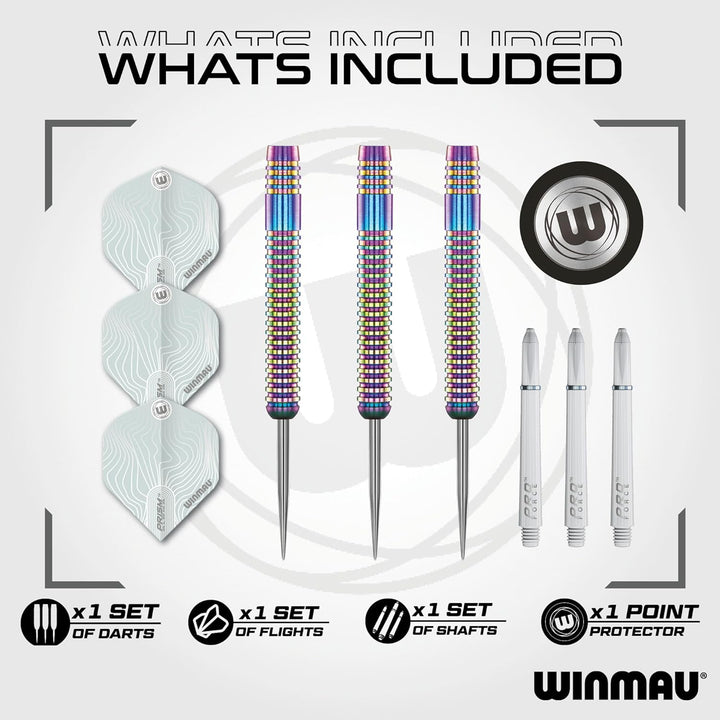 WINMAU Solaris Pro Specialist Dartpfeile-Set, Wolframstahl, mit Flights und Schäften (Stiele) 21 g u