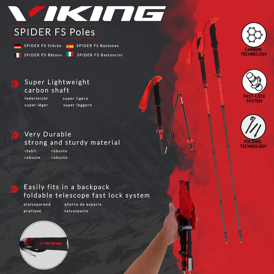 Viking Spider FS Carbon Wanderstöcke faltbar Teleskop Wanderstöcke Teleskop Trekkingstöcke faltbar W