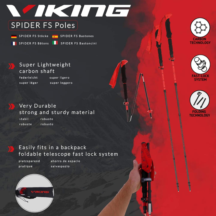 Viking Spider FS Carbon Wanderstöcke faltbar Teleskop Wanderstöcke Teleskop Trekkingstöcke faltbar W