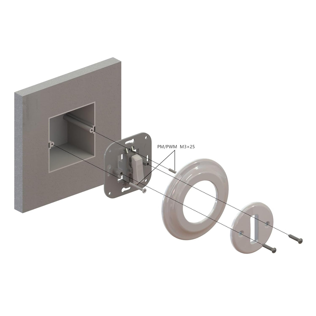 Unterputz Porzellan Retro, Schalter, Wechselschalter, All-in-One, Serie PR1 weiss