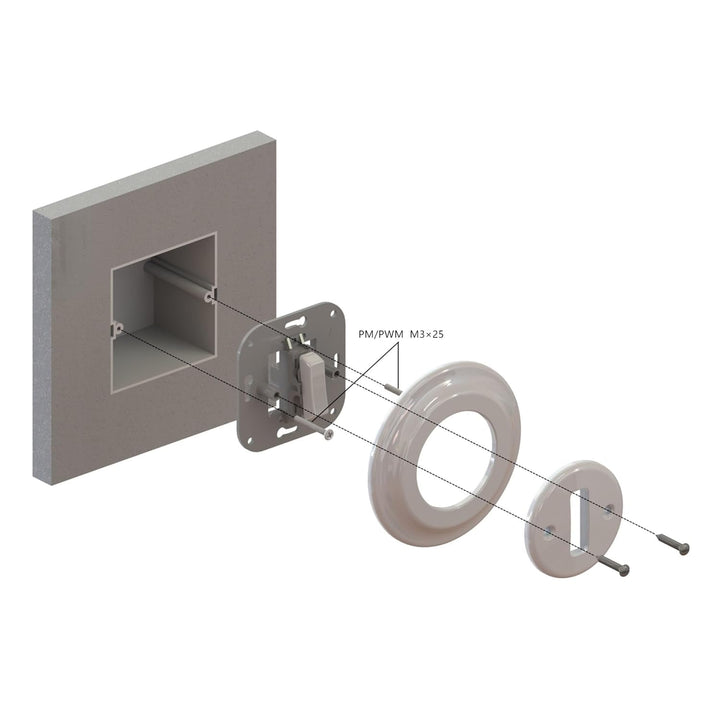 Unterputz Porzellan Retro, Schalter, Wechselschalter, All-in-One, Serie PR1 weiss