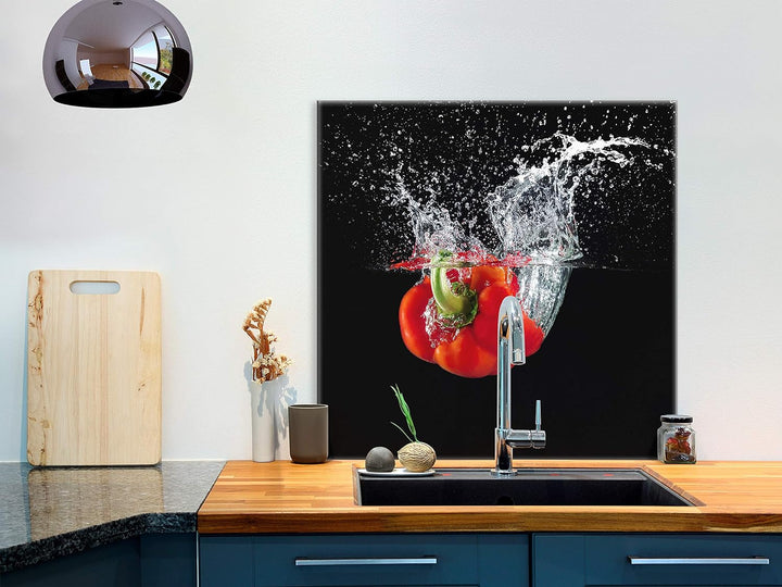 murando Spritzschutz Glas für Küche 80x80 cm Küchenrückwand Küchenspritzschutz Fliesenschutz Glasbil