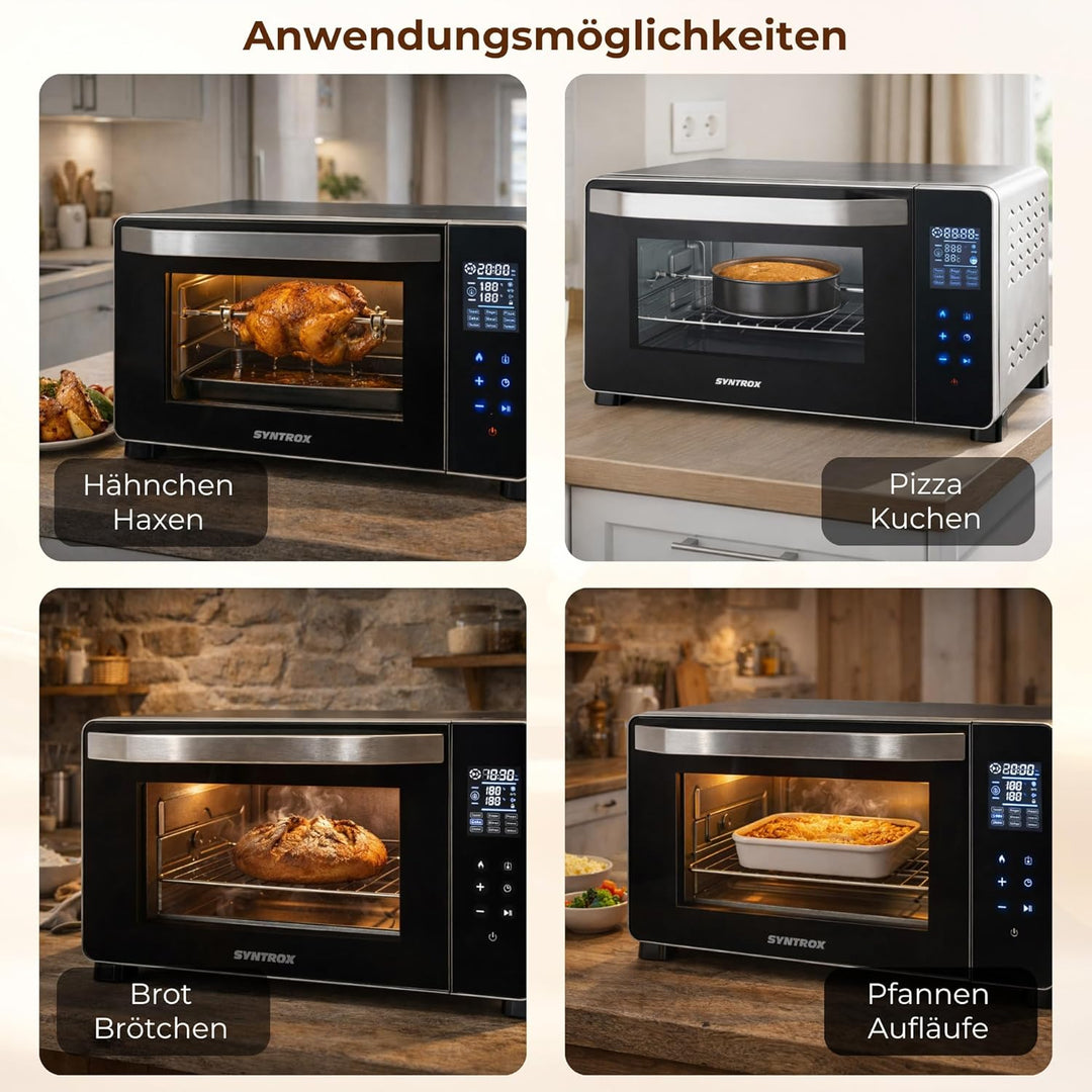 Syntrox 25 l Touch Mini Backofen Saltillo | Miniofen | Pizzaofen | Pizzabackofen, 25 Liter, Edelstah