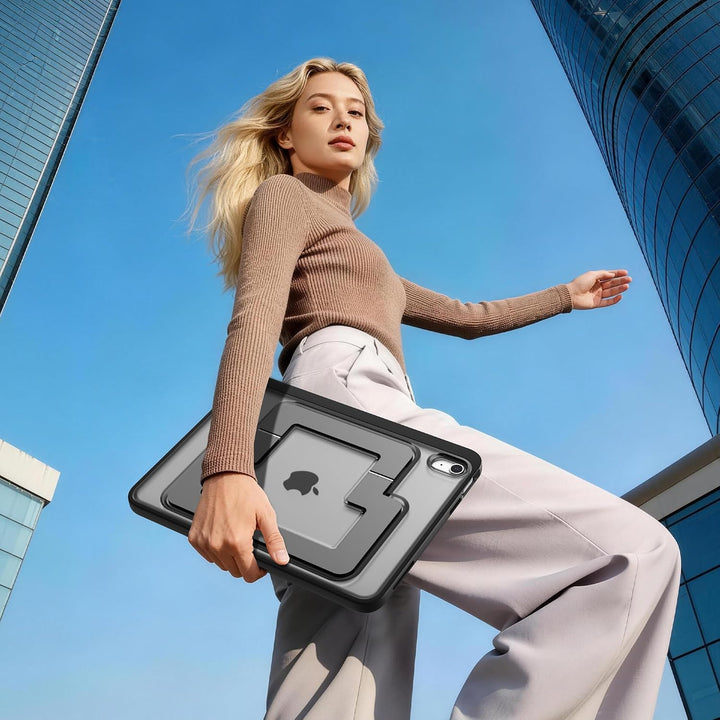 Hülle für iPad 11. / 10. Gen (A16 2025/2022), Metallständer, Schwarz | Multifunktionaler Ständer aus