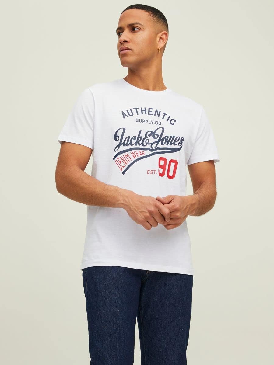 JACK & JONES Male T-Shirt 3er-Pack Logo Rundhals T-Shirt M Black/Pack:black+white+navyblazer, M Blac