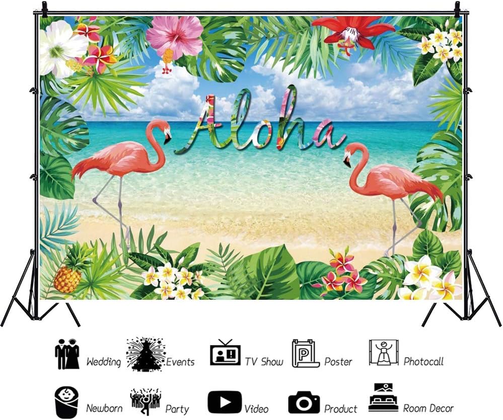 Renaiss 1.8x1.2m Aloha Party Hintergrund Sommer Hawaiian Strand Fotografie Hintergrund Tropische Blu