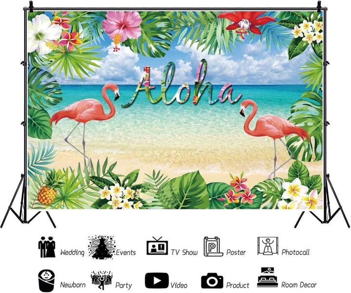 Renaiss 1.8x1.2m Aloha Party Hintergrund Sommer Hawaiian Strand Fotografie Hintergrund Tropische Blu