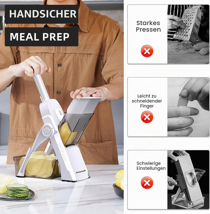 Safe Veggie Chopper Gemüseschneider, Pommes Frittierschneider, Zwiebelhacker, Gemüsehobel, multifunk