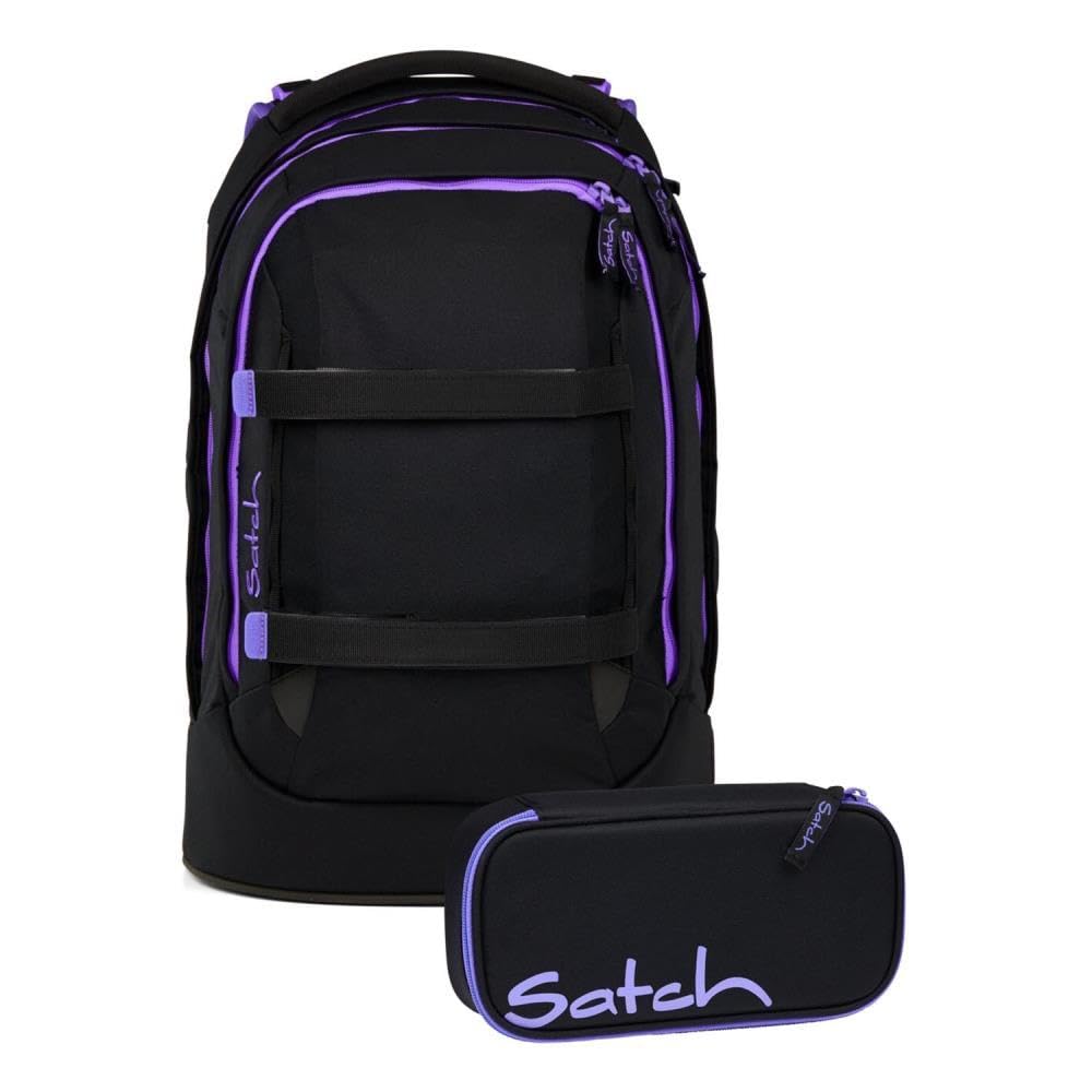 Satch pack Schulrucksack Set 2tlg. inkl. Schlamperbox (Purple Phantom), Purple Phantom