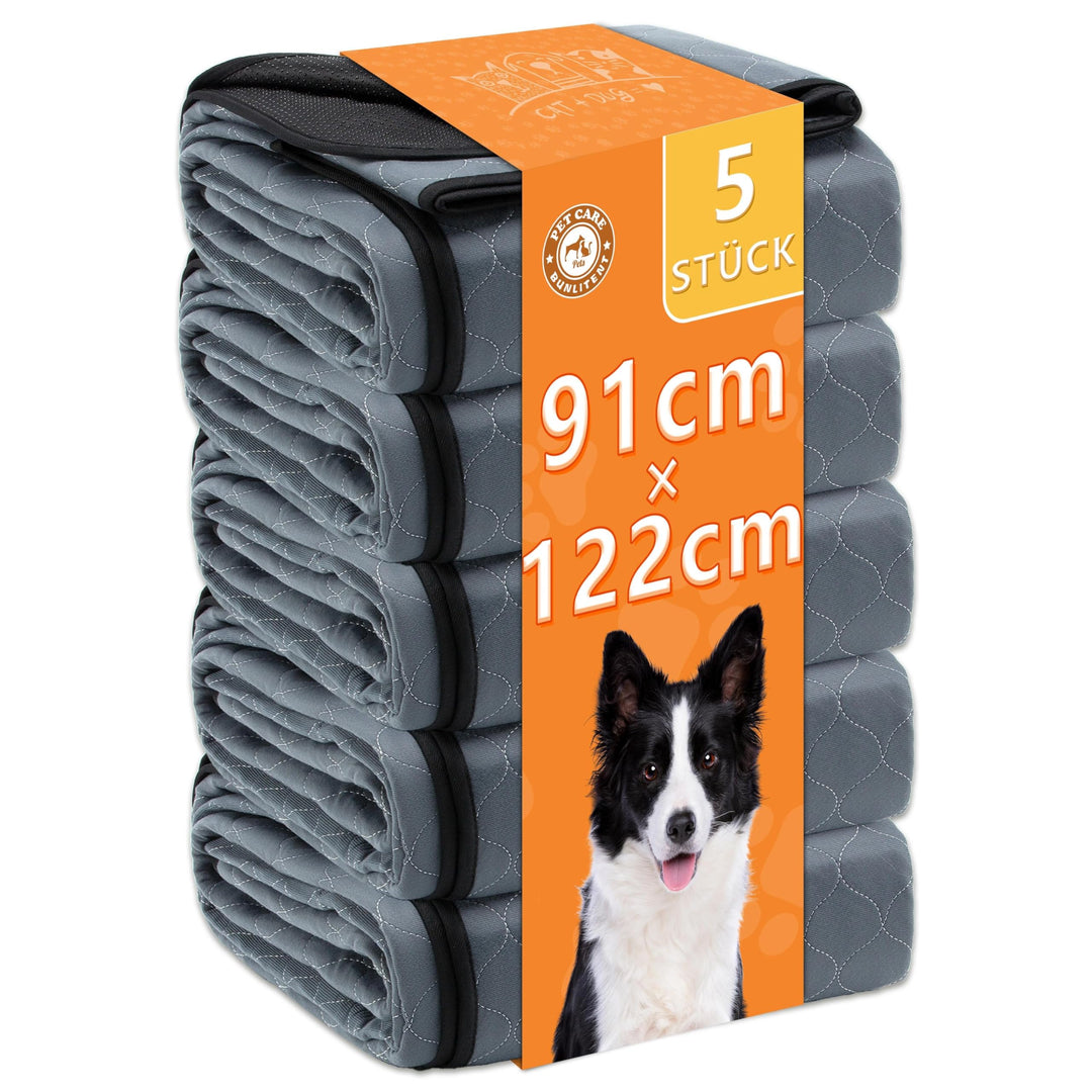 Bunlitent Wiederverwendbare Hundematten 5er Set (91x122 cm) – Waschbare Haustier-Urinunterlage Schne