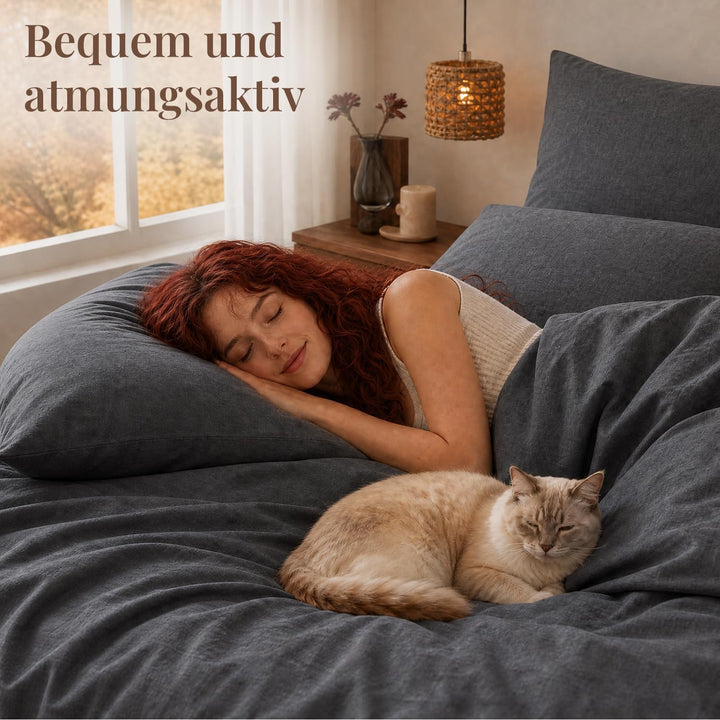 Simple&amp;Opulence Bettwäsche 3 Teilig-100% Gewaschene Baumwolle Weiche und Angenehme Schlafkomfort - Ö