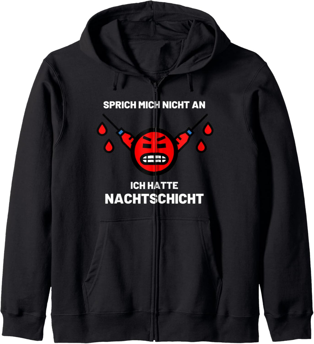 Nachtschicht Geschenk Pflege Krankenschwester Spritze Witzig Kapuzenjacke