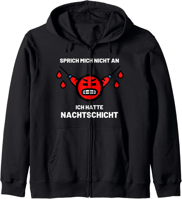 Nachtschicht Geschenk Pflege Krankenschwester Spritze Witzig Kapuzenjacke
