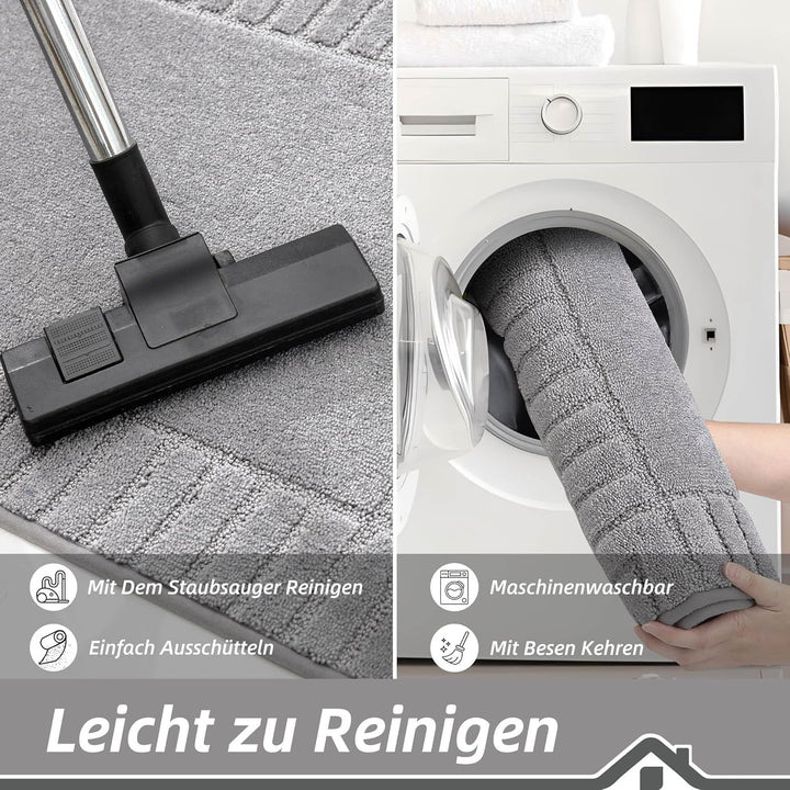 BEQHAUSE Fussmatte Innen, waschbare Sauberlaufmatte TPR rutschfeste Türmatte, Schmutzfangmatte für H
