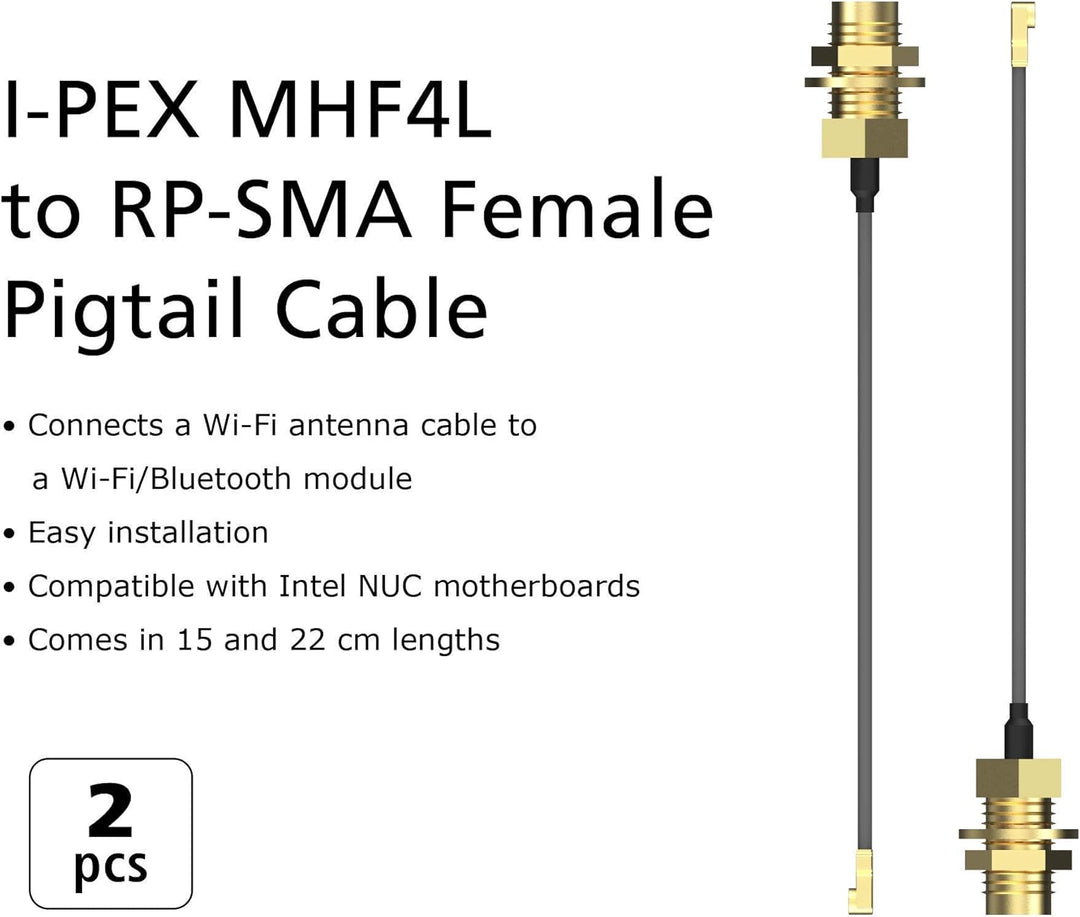 Akasa I-PEX MHF4L zu RP-SMA Female Pigtail Kabel, Kompatibel mit Intel NUC, Asus PN50 & Anderen SFF