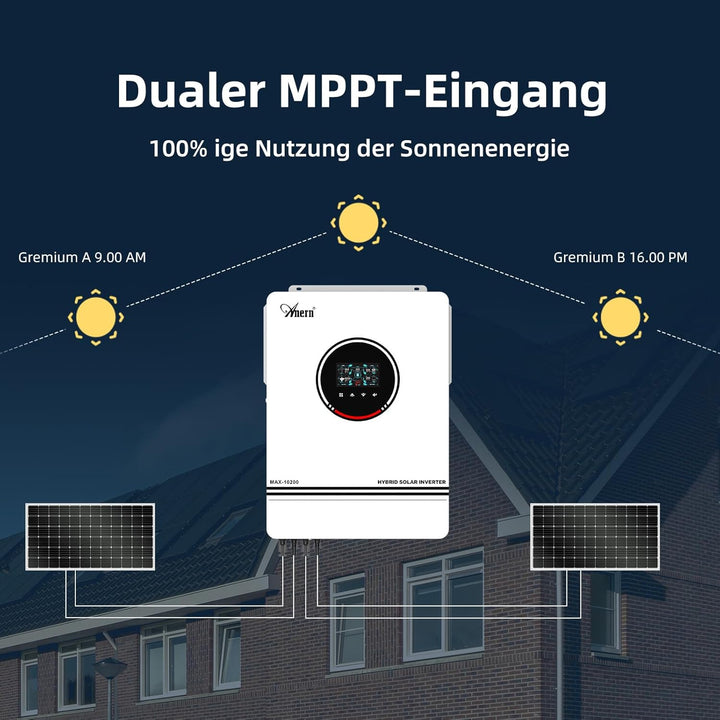 Anern 10200W Hybrid Wechselrichter Solar DC 48Vdc zu AC 220V/230V Reiner Sinus-Wechselrichter PV 90-