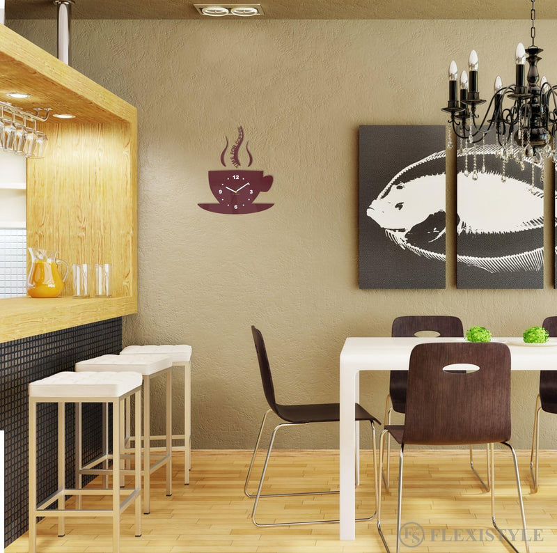 TASSE Time for Coffee (Zeit für Kaffee) Moderne Küche Wanduhr, Braun, 3d römisch, wanduhr deko, Brau